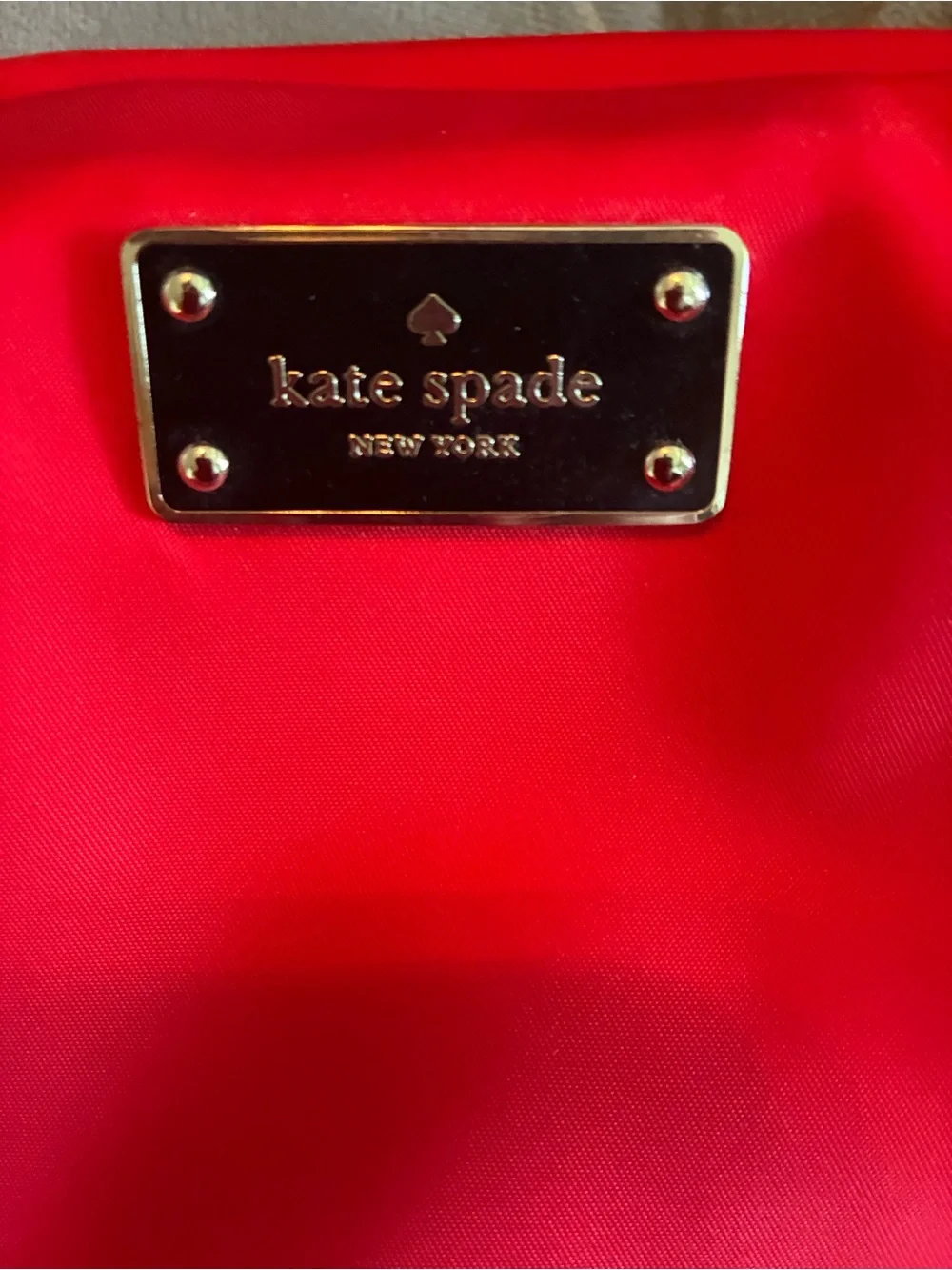 kate spade Nylon Red Zipper Tote with Black handles